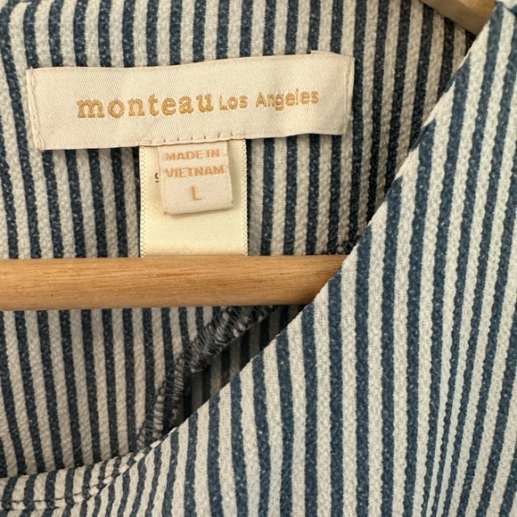 Monteau Striped Blue and White Blouse - Picture 2 of 3